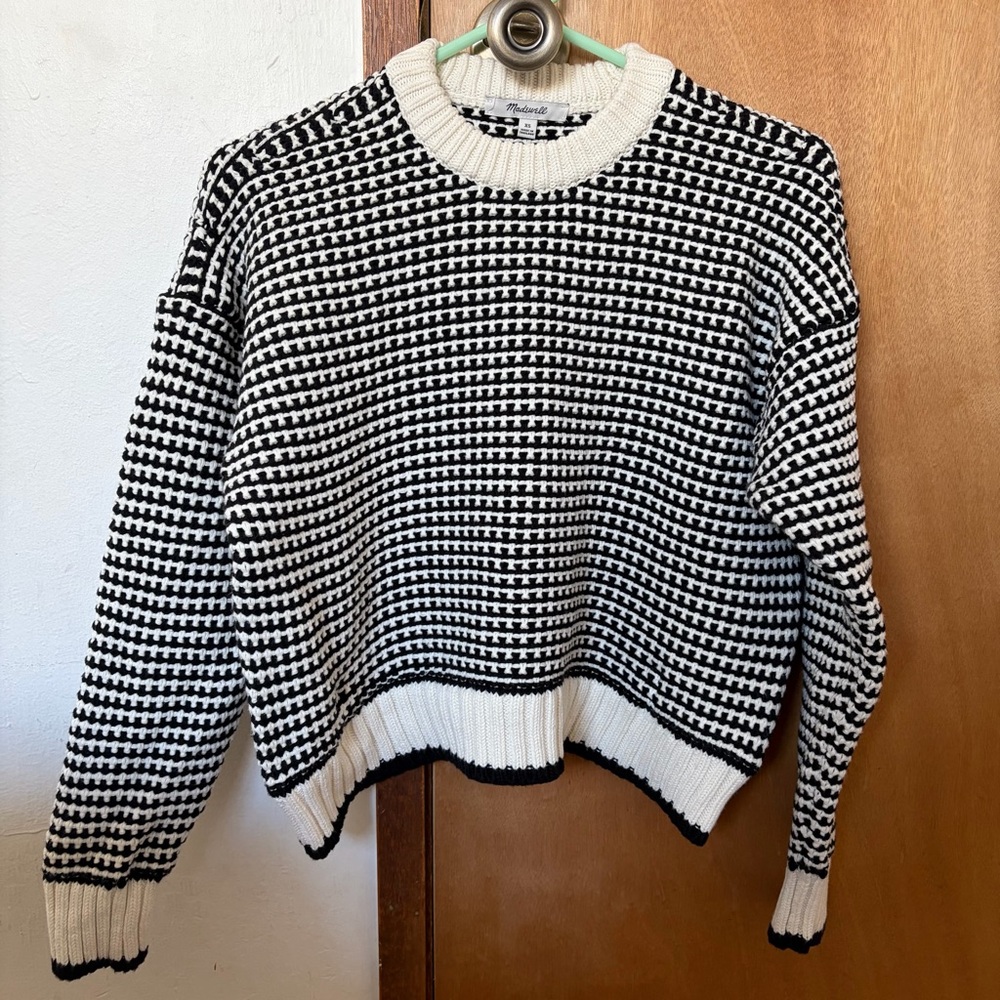 Madewell Black and White Crew Neck Sweater